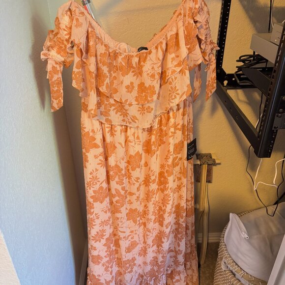 Lulus Love and Blooms Blush Floral Print Off-the-Shoulder Dress - Picture 6 of 8